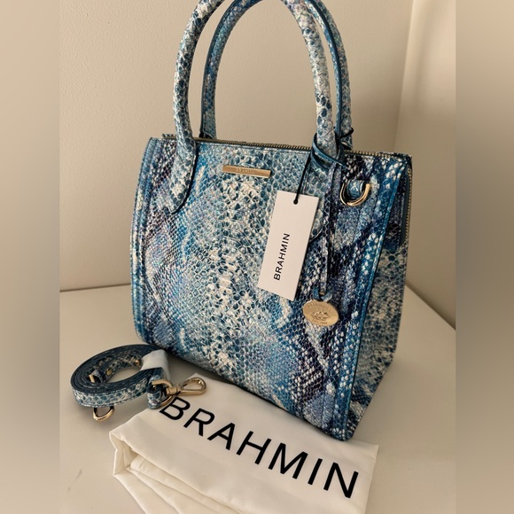 New Brahmin Small Caroline Joyful Oceangrove Genuine Leather - Picture 2 of 6